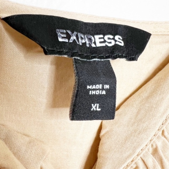 Express Tan Ruffle Chest Spaghetti Strap Feminine Crop Top Tank - Picture 14 of 15